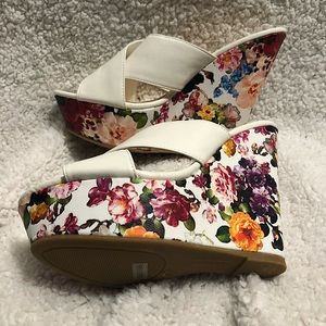 Faux Leather Vegan Floral Bamboo Brand Wedge Heel Sandal Spring Womens Shoe